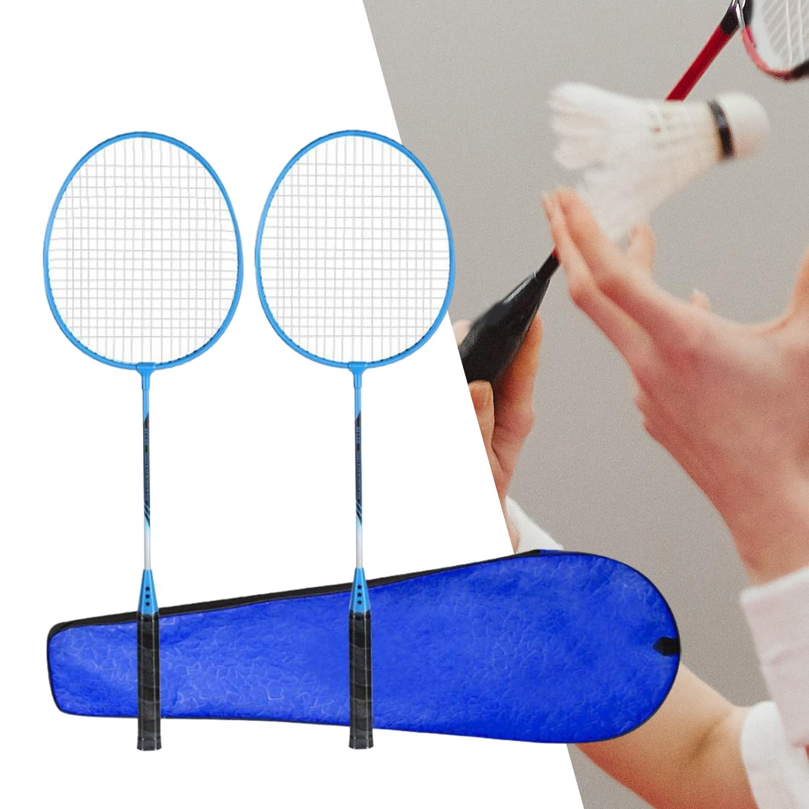 Baoblaze 2Pcs Badminton Rackets Set Badminton Shuttlecock for Couples Beginners Beach blue