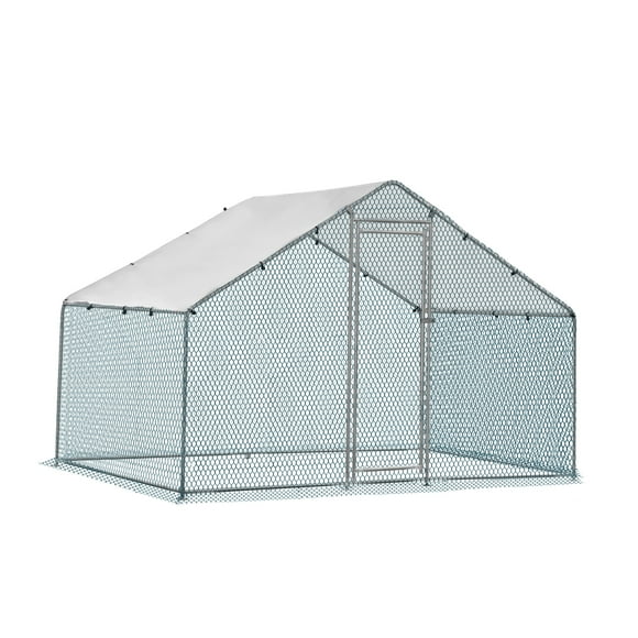 Ktaxon 6.5x10ft Large Metal Chicken Coop Walk-in Poultry Cage w/Waterproof Cover for Chickens Rabbits Cats Dogs Outdoor