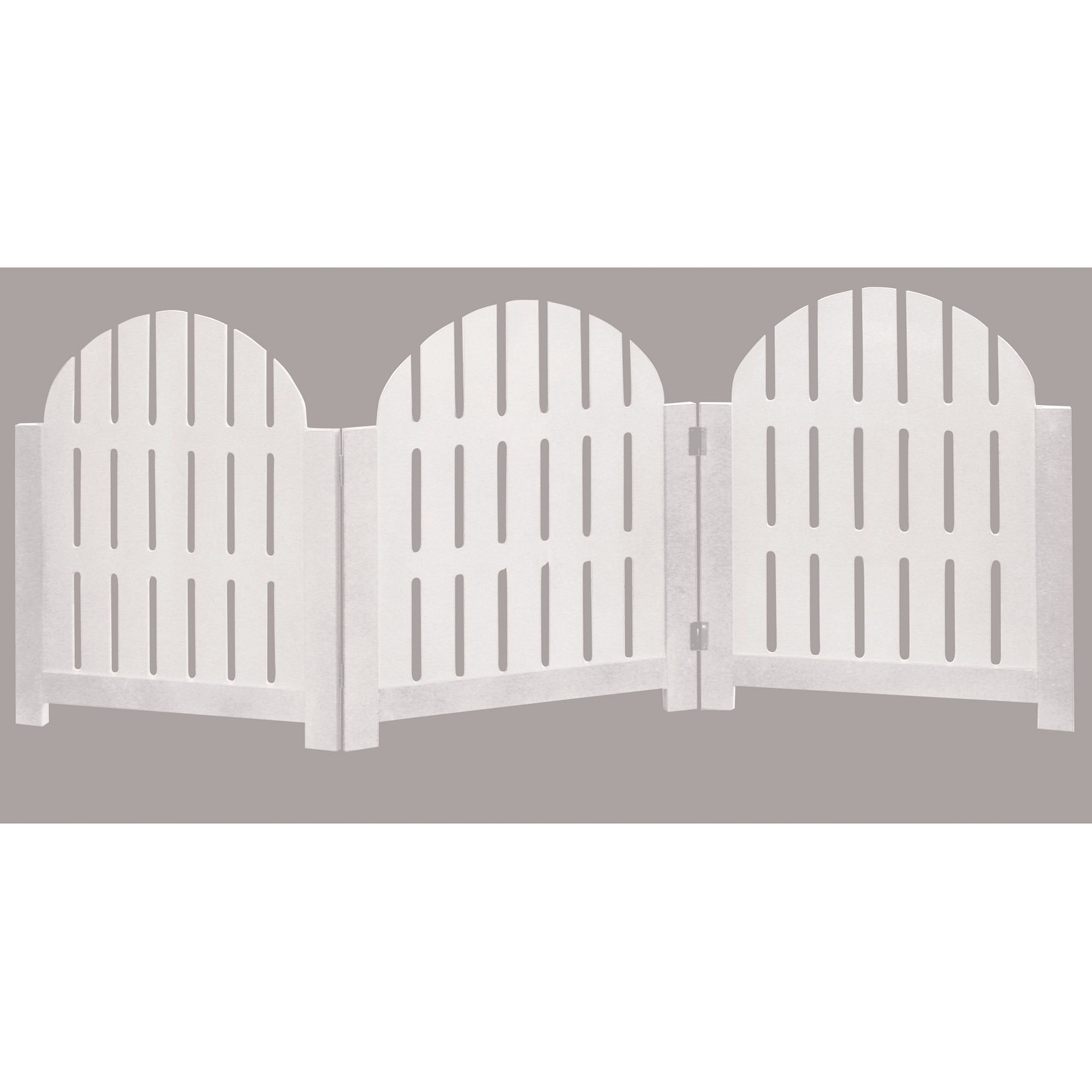 Etna Products White Adirondack Style Free Standing Pet Gate. 3 Panel Foldable Gate for Doorways, Stairs. Indoor/Outdoor 20.5" H x 48" W.
