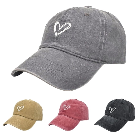 Helii Love Embroidered Washed Baseball Caps Vintage Distressed Sun Hats for Women Couple Cute Hats Sun Hats Cowboy Hat
