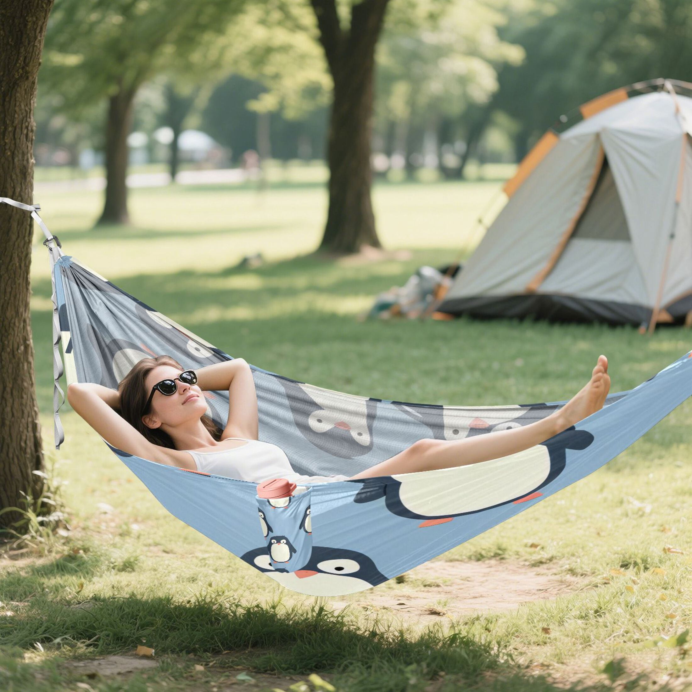 Hammock Camping Hammock Nylon Portable Hammock Travel Camping Hammock Cartoon Penguin