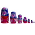 thumbnail image 2 of Set of 7 Blue Scarf Red Dress  Nesting Dolls 8.5 Inches, 2 of 2
