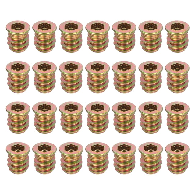 28Pcs Threaded Inserts Nuts, M6x13mm Hex Socket Drive Nut Inserts for Wood