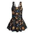 thumbnail image 4 of COEQINE Girls One Piece Swimsuit with Attached Liner, Scoop Neck V-Back Swim Dress for Swim Lessons, Polyester Spandex Bathing Suit for Girls 3-4 Year Olds, Gold Blue Sun Moon Star, 4 of 8