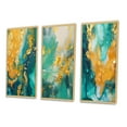 thumbnail image 3 of Designart "Oceanic Harmony Turquoise Waves Abstract V" Abstract Painting Framed Wall Art Set Of 3 - Gold Modern Frame Canvas Set For Living Room Decor, 3 of 6