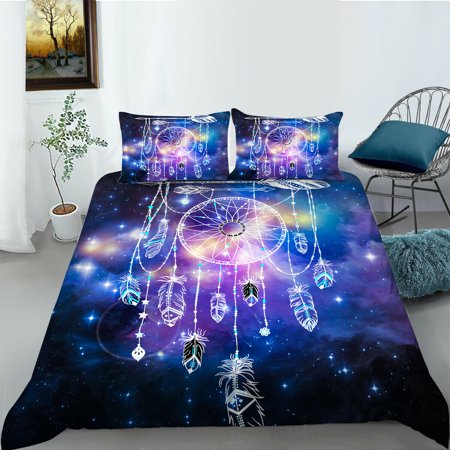 Starry Sky Dream Catcher Printing Bedding Cover Suit With Pillowcase Bedroom Decoration New Fashion,Queen (90"x90")