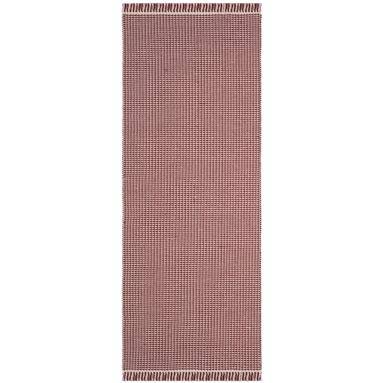 SAFAVIEH Montauk Patton Geometric Cotton Area Rug, Ivory/Red, 8' x 10'