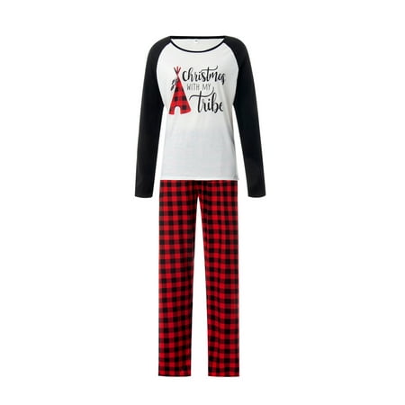 

Gupgi Family Matching Nightwear O-Neck Long Sleeve Plaid Pyjama Trousers