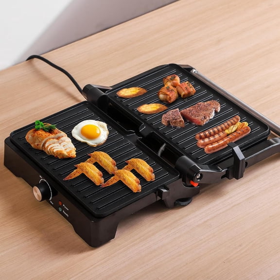 Large Electric 3 in 1  Sandwich Maker Grill - Non-stick Pan with 5 Browning Levels, Perfect for Grilling Steaks, Burgers & Sandwiches