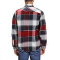 thumbnail image 2 of Men’s Snap Button Long Sleeve Plaid Soft 100% Cotton Flannel Button Up Shirt (Red/White, XL), 2 of 3