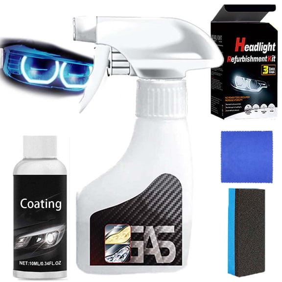 Autobriva Headlight Restoration Kit, with Ceramic Coating, Anti-aging Yellowing, Easy 3 Step Repair Long Lasting Clarity, for Car Truck and Motorcycle Headlights
