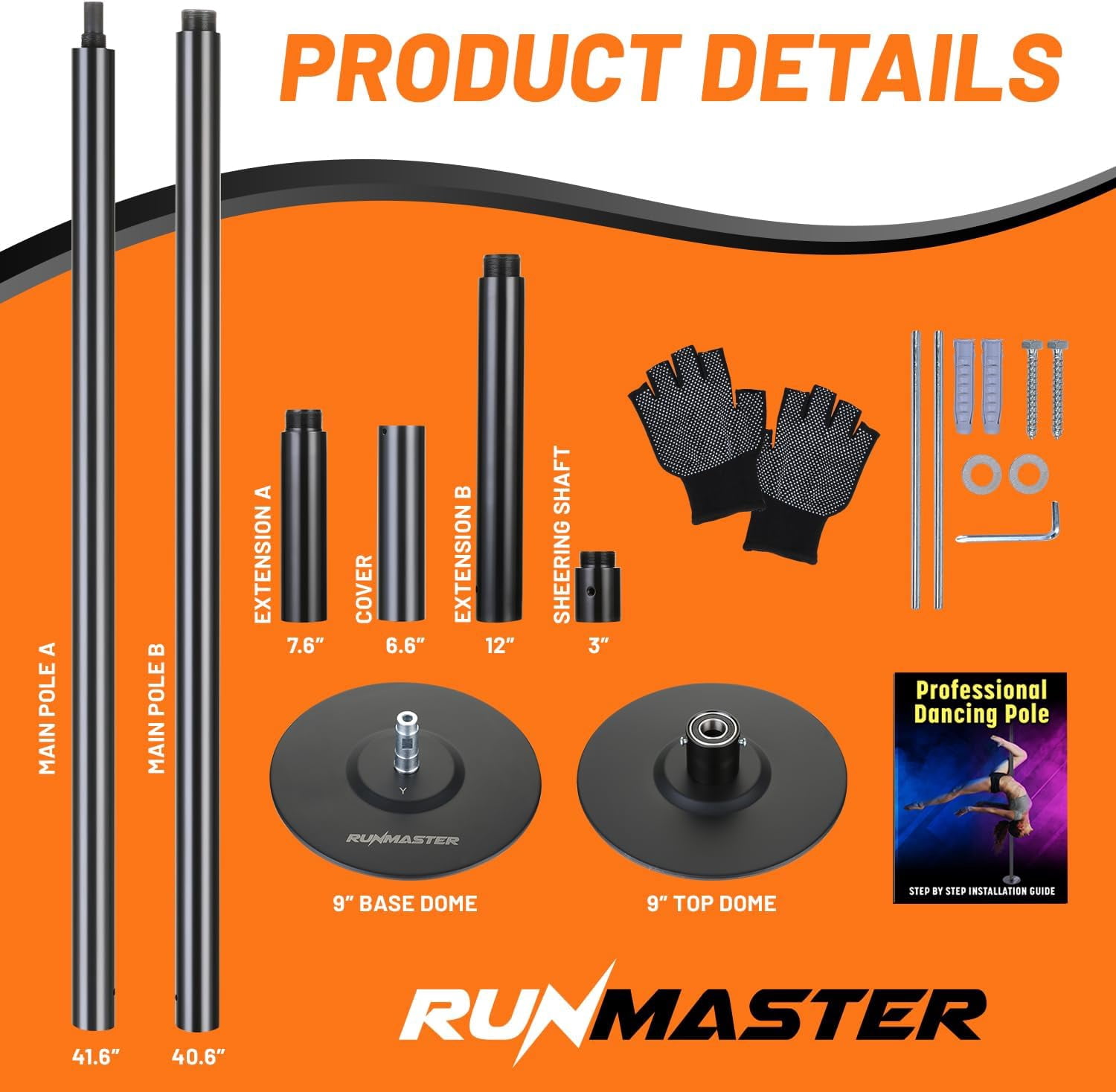 thumbnail image 2 of Segawe 45mm Dancing Pole – Spinning & Static Mode – Portable Pole Kit For Home Exercise & Club (Adjustable 7.3-9ft, 440lb Capacity) 2 of 3