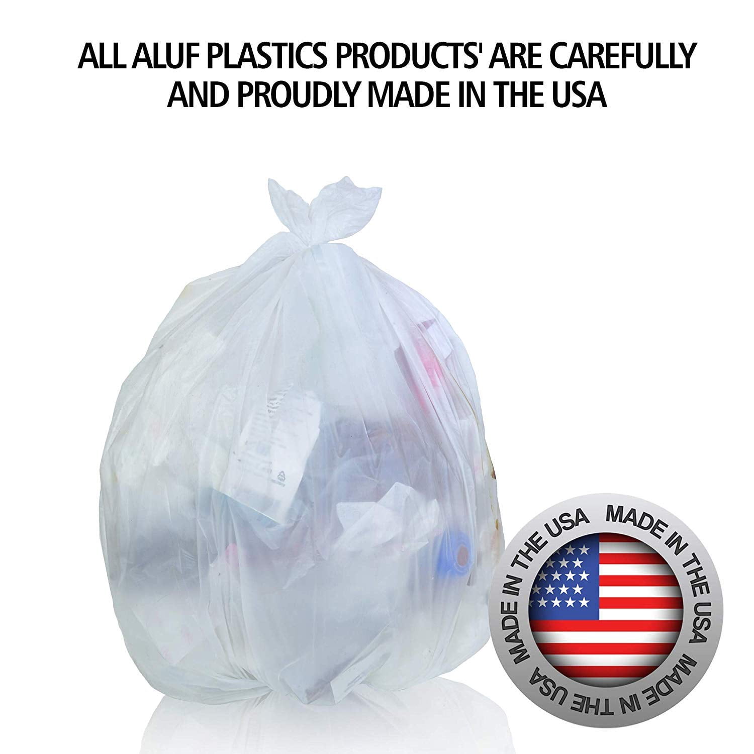 Aluf Plastics 7 Gallon Clear Trash Bags (2000 Count) - 20" x 22" - Star Seal 6 Micron Equivalent High Density Value Garbage Bags Can Liners for Bathroom, Office, Industrial, Commercial, Recycling