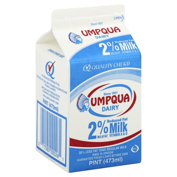 Umpqua Dairy 2% Reduced-Fat Milk, 1 Pint, 16 Oz