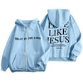 thumbnail image 2 of shqvo Jesus Loves You Hoodie Zip Up Hoodie Women Oversized Christian Sweatshirts Lightweight Long Sleeve Fleece Jacket with Pockets Preppy Clothes Sky Blue, 2 of 6
