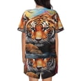 thumbnail image 6 of Rateoe Colorful Plant Tiger Pattern Women's Short-Sleeved Pajama Set - 2 Piece Soft and Lightweight Sleepwear Set-XX-Large, 6 of 7