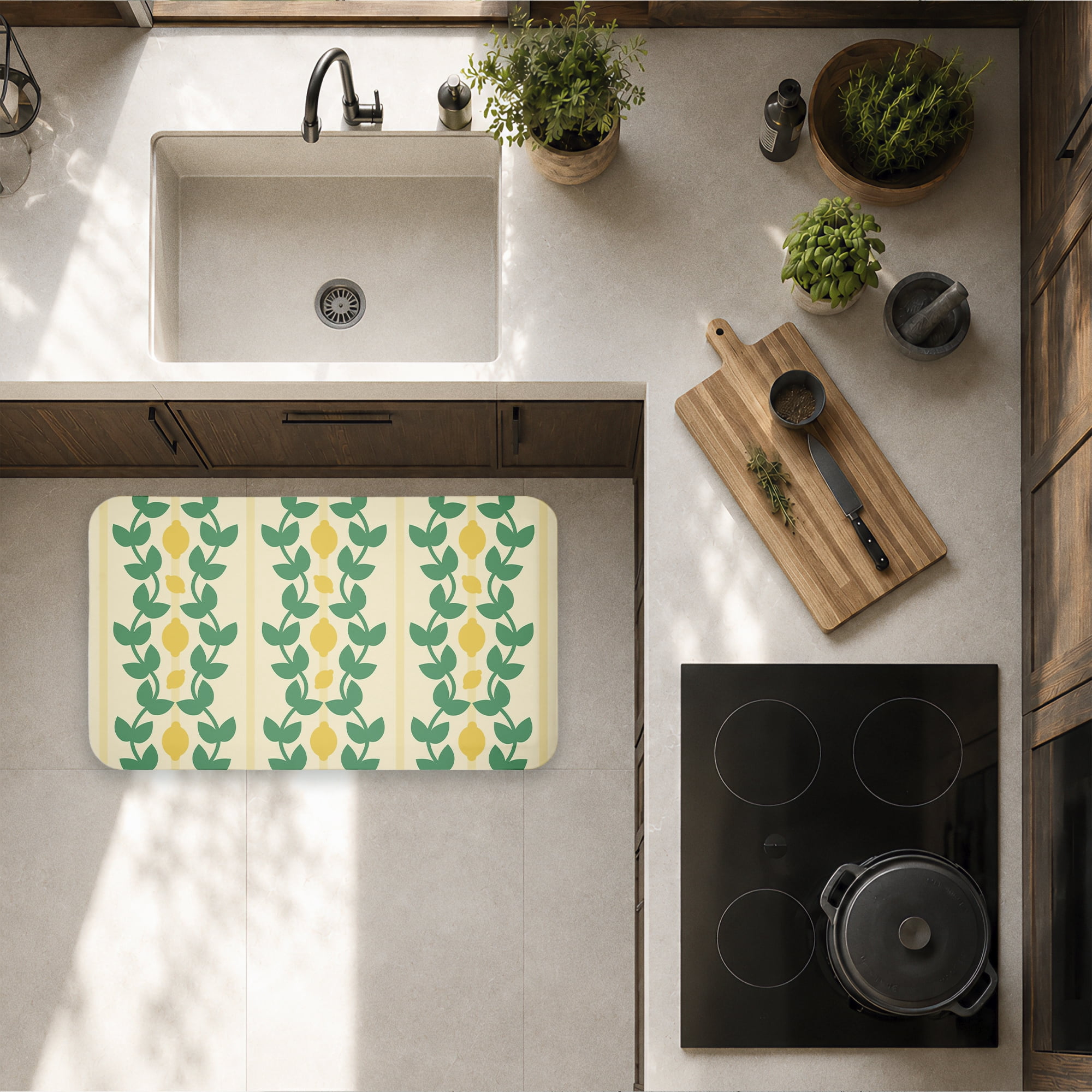 Stupell Industries Yellow Lemon Vines Printed Anti-Fatigue Floor Mat, design by Lil' Rue