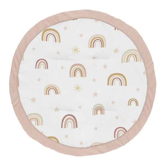Sweet Jojo Designs Boho Rainbow Pink Gold and Taupe Baby Play Mat