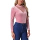 thumbnail image 4 of INSPIRAR CHIC Blusa de Manga Larga con Panel de Malla y Puntos Suizos en Corte en V L Rosa, 4 of 6