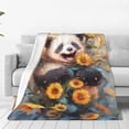 thumbnail image 1 of Balery Elegant Cute Panda Sunflower Manta de Felpa Suave y Acogedora – Cobija de Franela Aterciopelada para Cama, Lavable y Cálida para Sofá, Mascotas, Transpirable-60"x50", 1 of 7