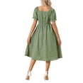 thumbnail image 3 of INSPIRE CHIC Plaid Tea Dress for Women's Sweetheart Neck Puff Sleeve Gingham Midi Dress Green XL, 3 of 5