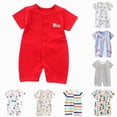 thumbnail image 4 of KPOPLK 3M 6M 9M 12M 18M 24M Baby Boy Romper Unisex Short Sleeve Jumpsuit Playsuit Bodysuit with Letter Print Soft Clothes One-Piece Size 12-18 Months,Red, 4 of 4
