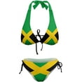 thumbnail image 5 of CROPD Women's Jamaican Flag Two Piece Sexy Halter String Triangle Bikini Swimsuit, 5 of 6