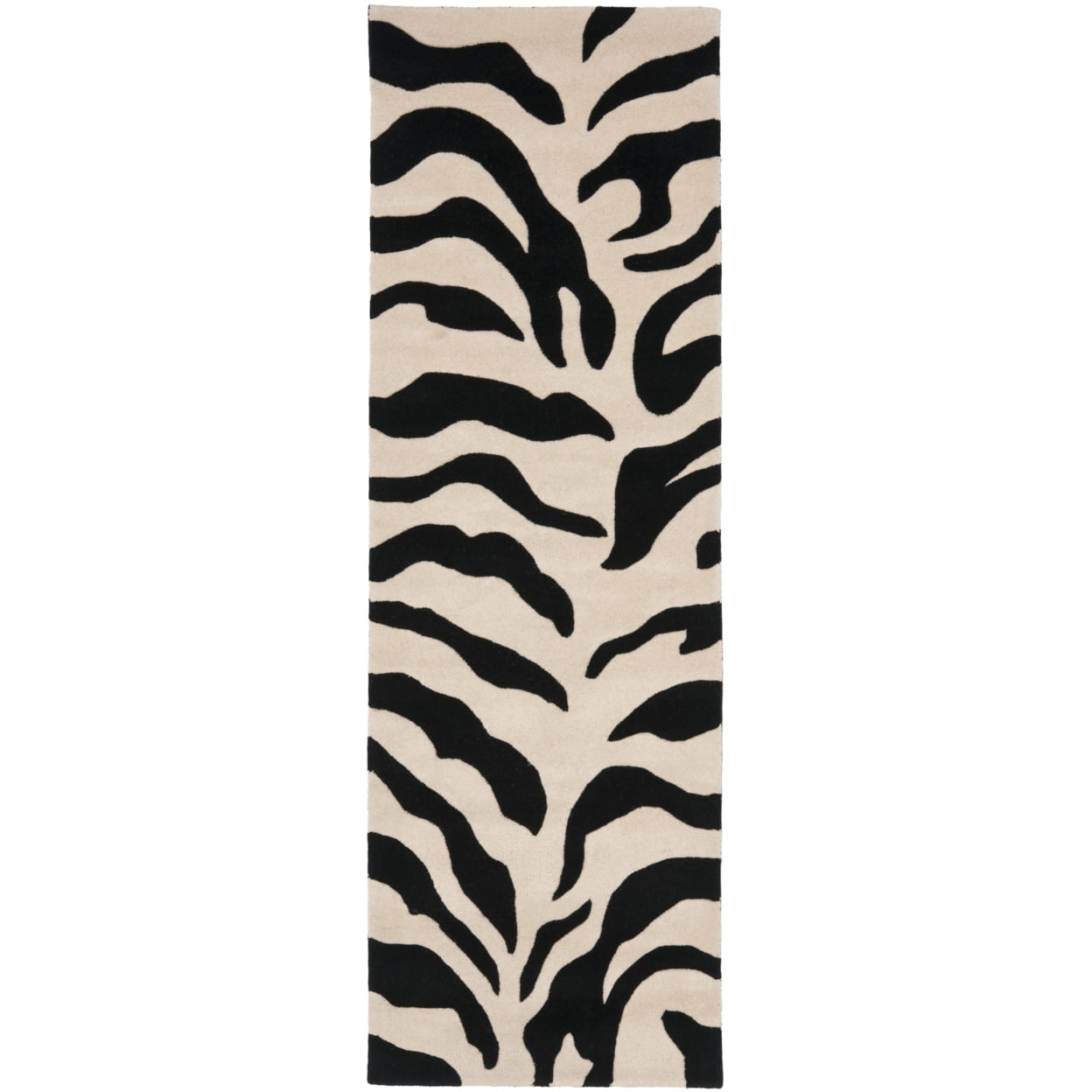 SAFAVIEH Soho Frazier Zebra Striped Wool Area Rug, Beige/Black, 7'6" x 9'6"