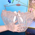 thumbnail image 2 of Womens Bow Crotchless Mesh Embroidery Sexy Panties Lace Seethrough Underwear Brown M YIWEI, 2 of 11