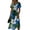 Blue, variant on Tropical Coconut & Palm Tree Print V-Neck Surplice Dress for Women - Short Sleeve High Waist A-Line Midi Summer Beach Vacation Gown, Flowy Resort Wear with Cinched Waist Green XL