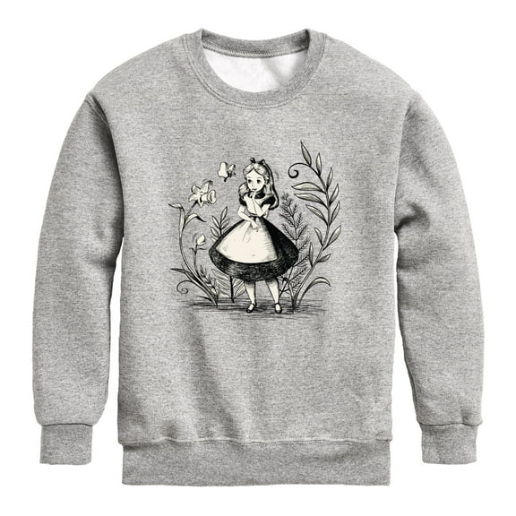Alice In Wonderland - Alice Sketch - Toddler And Youth Crewneck Fleece Sweatshirt