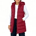 thumbnail image 2 of Sevevn Girls Boys Long Puffer Vest with Hood Sleeveless Quilted Padded Gilet Kids Zip Up Warm Outerwear Waistcoat, 2 of 9