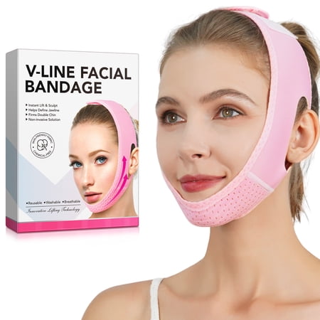 Elaimei V-Line Facial Bandage,Reusable Face Slimming Strap,Chin Slimming Bandage,Double Chin Reducer,V Shaped Slimming Face Mask to Reduce Sagging Skin