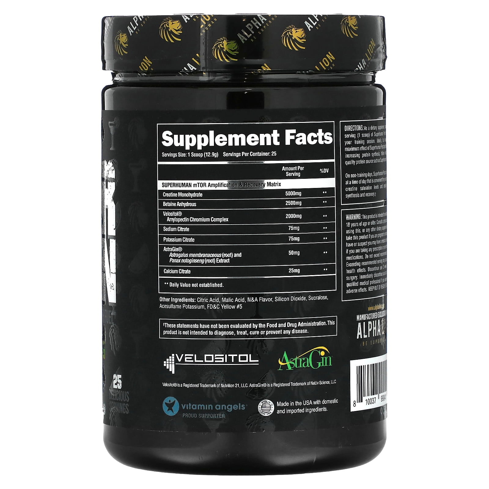 Alpha Lion Superhuman Post Workout Recovery (25 Servings, Muscle Marg)