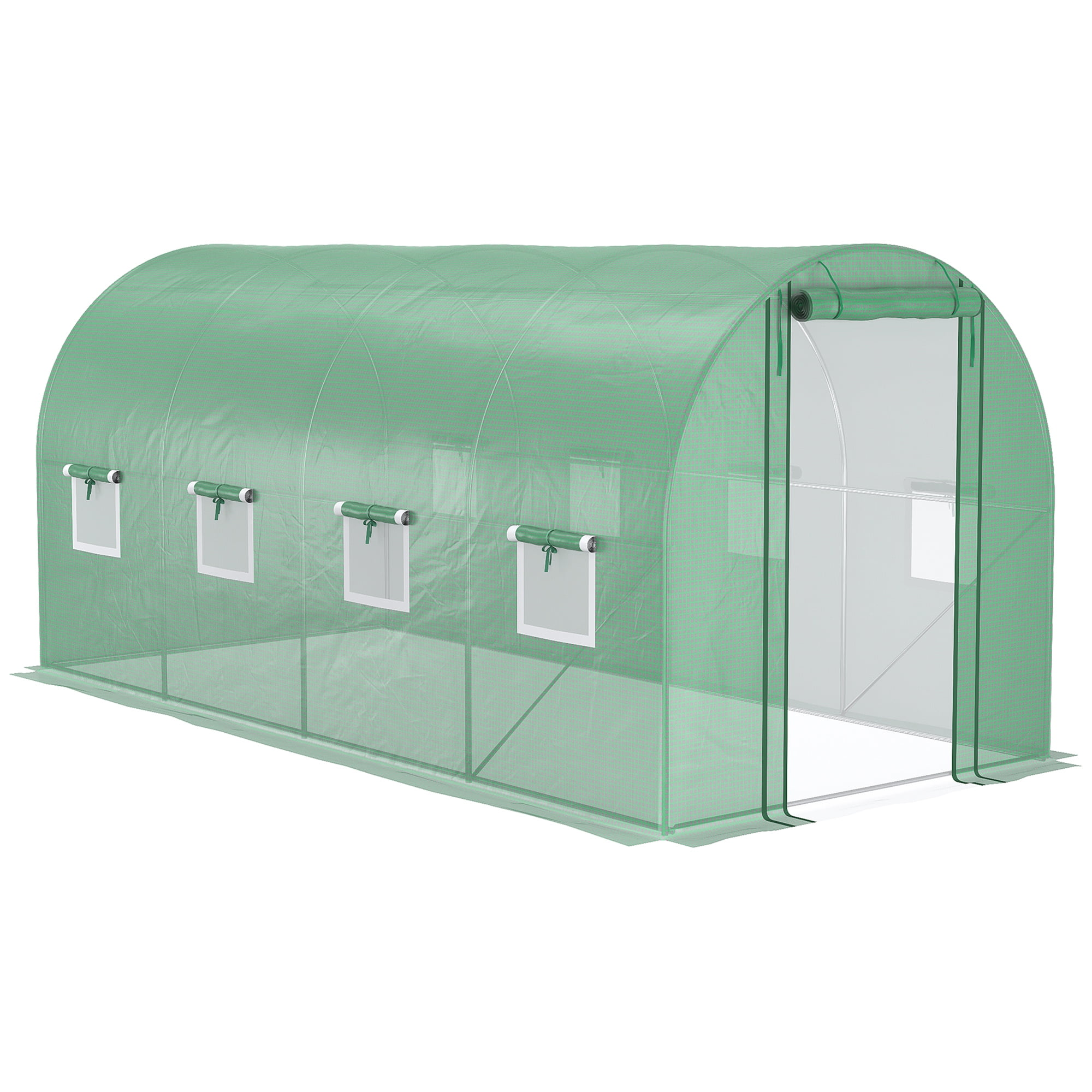 Outsunny 15' x 7' x 7' Walk-in Tunnel Hoop Greenhouse with Mesh Door ...