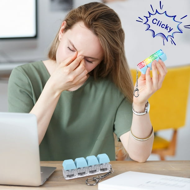 Llavero Teclado De 4 Teclas Con Luces LED | Clicker Anti-estrés Con Sonido Y Tacto | Ideal Para Adultos