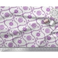 thumbnail image 3 of Soimoi Purple Rayon Fabric Ogee Damask & Floral Block Print Fabric by the Yard 56 Inch Wide, 3 of 3