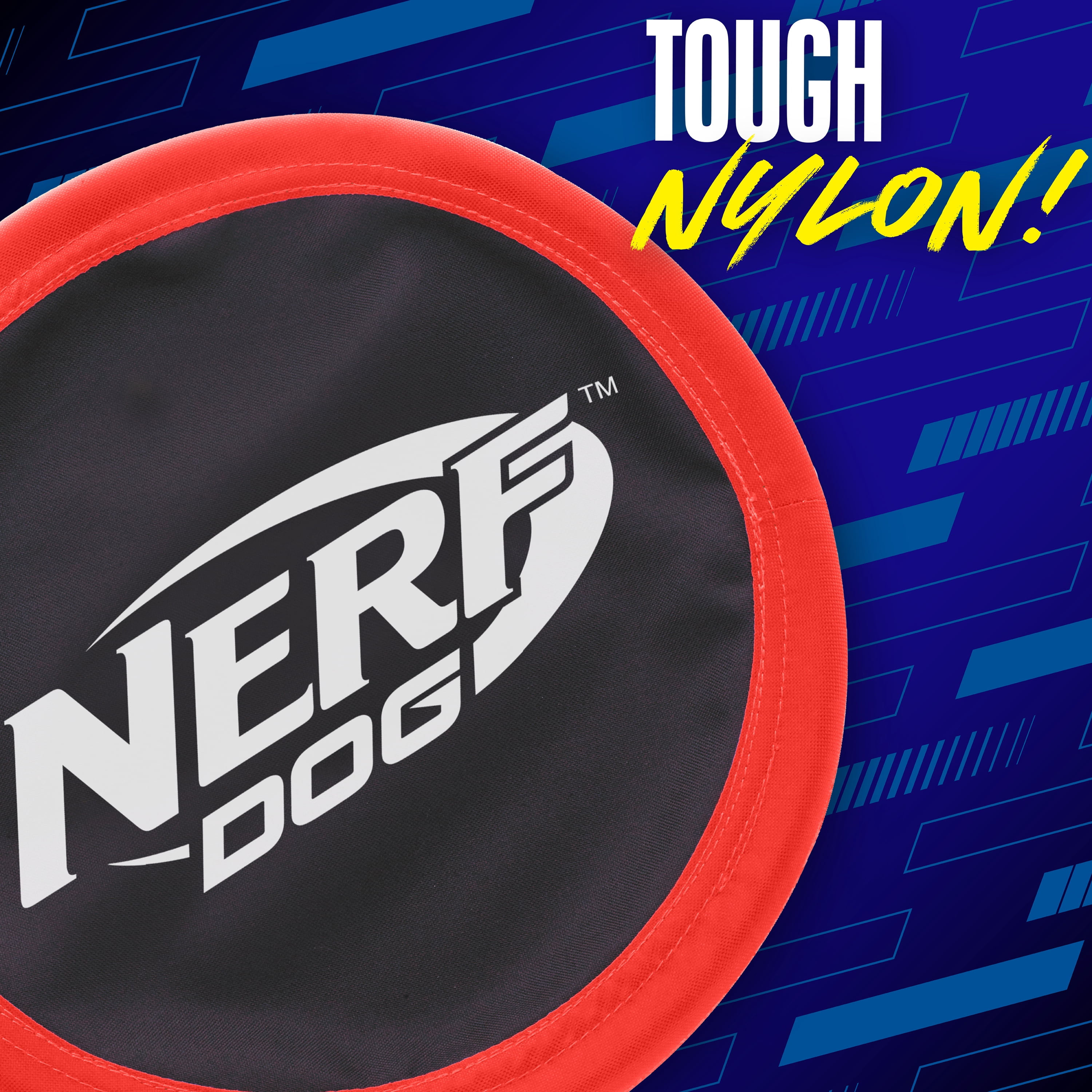 Nerf Dog Toy - 11'' Nylon Frisbee Flyer Pet Toy - Black/Red