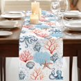 thumbnail image 3 of Coastal Ocean 36 Inch Table Runner, Summer Beach Nautical Octopus Corals Farmhouse Dresser Scarf Cotton & Linen Tablerunner for Dining/Kitchen Island/Holiday Party Décor Small 13" x 36", 3 of 9