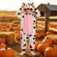 thumbnail image 2 of Ruyang Kids Plush Cow Hooded Jumpsuit Flannel Animal Role Play Dress Up Bodysuits Boys Girls Holiday Theme Party Outfit, 2 of 9