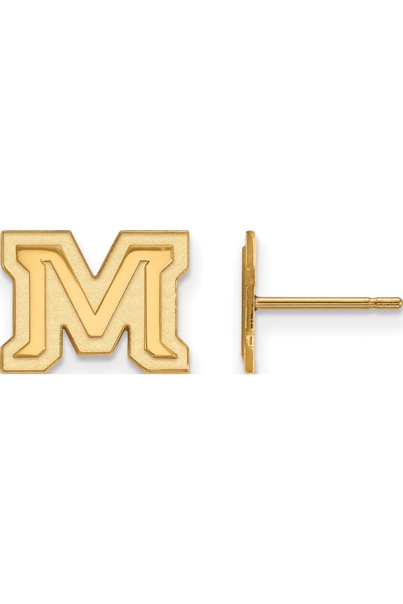 Ss/Gold Plated Sterling Silver With Gp Logoart Montana State University Xs Post Earrings (9 X 12) Made In United States gp030mtu