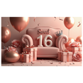 thumbnail image 2 of Sweet 16 Themed Backdrop Banner with Crown Element Party Decorations for Birthday Party Photography Props Photo Booth Background Celebrations, 2 of 4