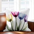 thumbnail image 2 of Tulip Flower Throw Pillow Cover Color Floral Transparent Vintage Cotton Linen Cushion Cover Throw Pillow Case with Invisible Zipper for Couch Sofa Bed Chair Car 20x20 Inch, 2 of 14