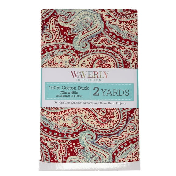 Waverly Inspirations 2 Yard Cut 100% Cotton Print Fabric Paisley Medium Red, 44" Wide for Quilting & Sewing