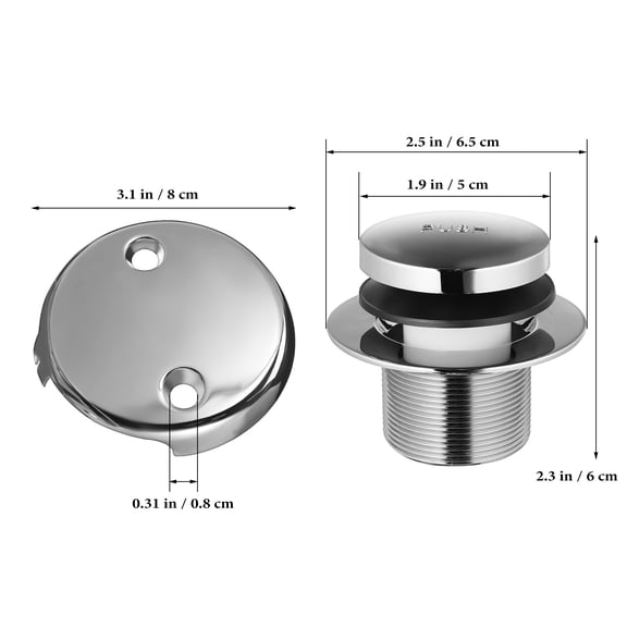 LOLIPPYY Bath Drain Stopper Kit 1 Set Metal Tub Drain with Dual Hole Overflow Plate for Bathroom Sink
