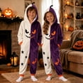 thumbnail image 2 of Weebloom Halloween Kids Pumpkin Hooded Onesie Pajamas Flannel Adorable Romper For Funny Cozy Jumpsuit Role Play Outfit Pjs Loungewear For Boys Girls Dark Purple 4-5 Years, 2 of 6