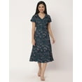 thumbnail image 2 of Moomaya Women's Printed Button Down Dress V Neck Short Sleeve Midi Dress, 2 of 8
