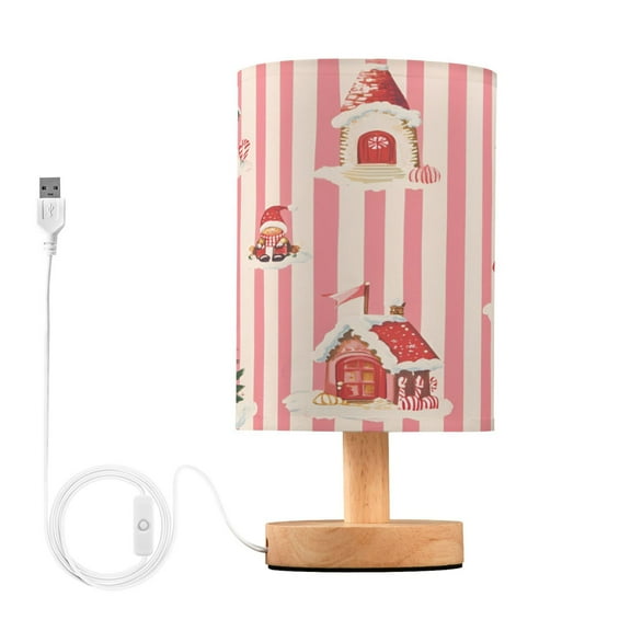 Yayeee Table Lamp for Bedroom Nightstand LED Portable Bedside Warm Light, White Gingerbread Houses