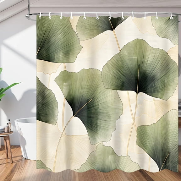 Ginkgo Leaves Shower Curtain Sets, Washable Polyester Fabric, Nature Bath Curtain for Bathroom Decor with Hooks 36"W x 72"H