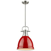 Beaumont Lane Small Steel Pendant in Pewter and Red